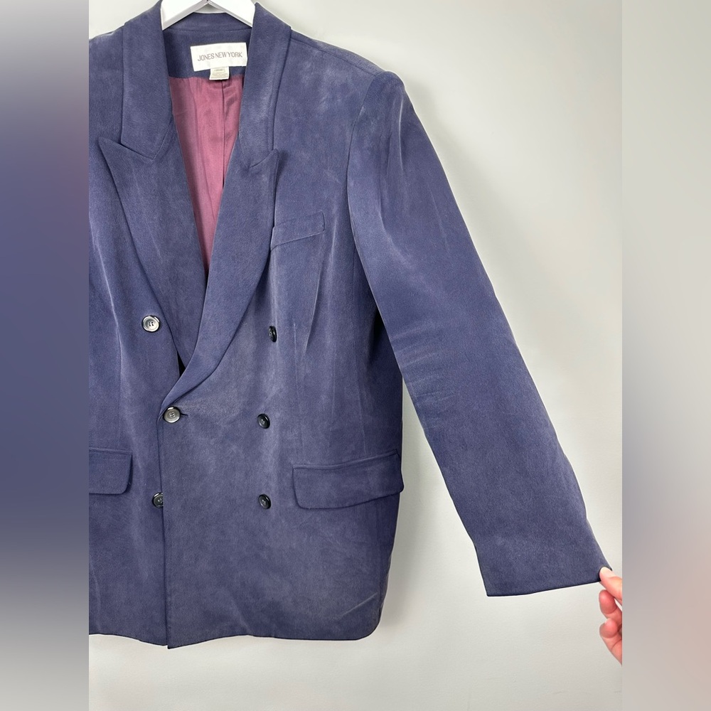 Jones New York Navy Silk Blazer Size 16W - Picture 3 of 11